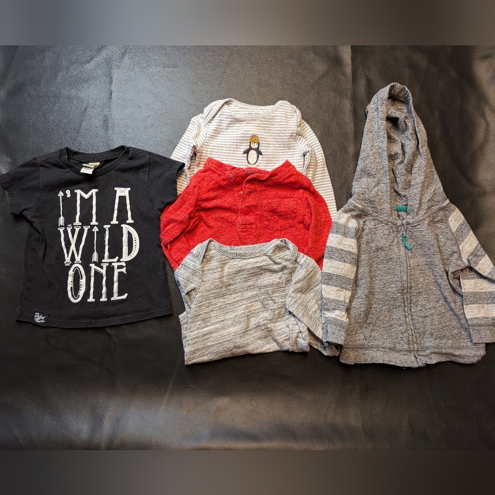 Baby & Toddler Clothing Lot - Mixed Neutrals with Red & Navy - Picture 6 of 7